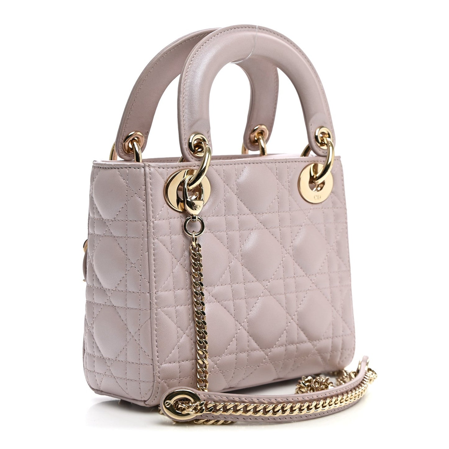 Metallic Lambskin Cannage Mini Lady Dior Lotus