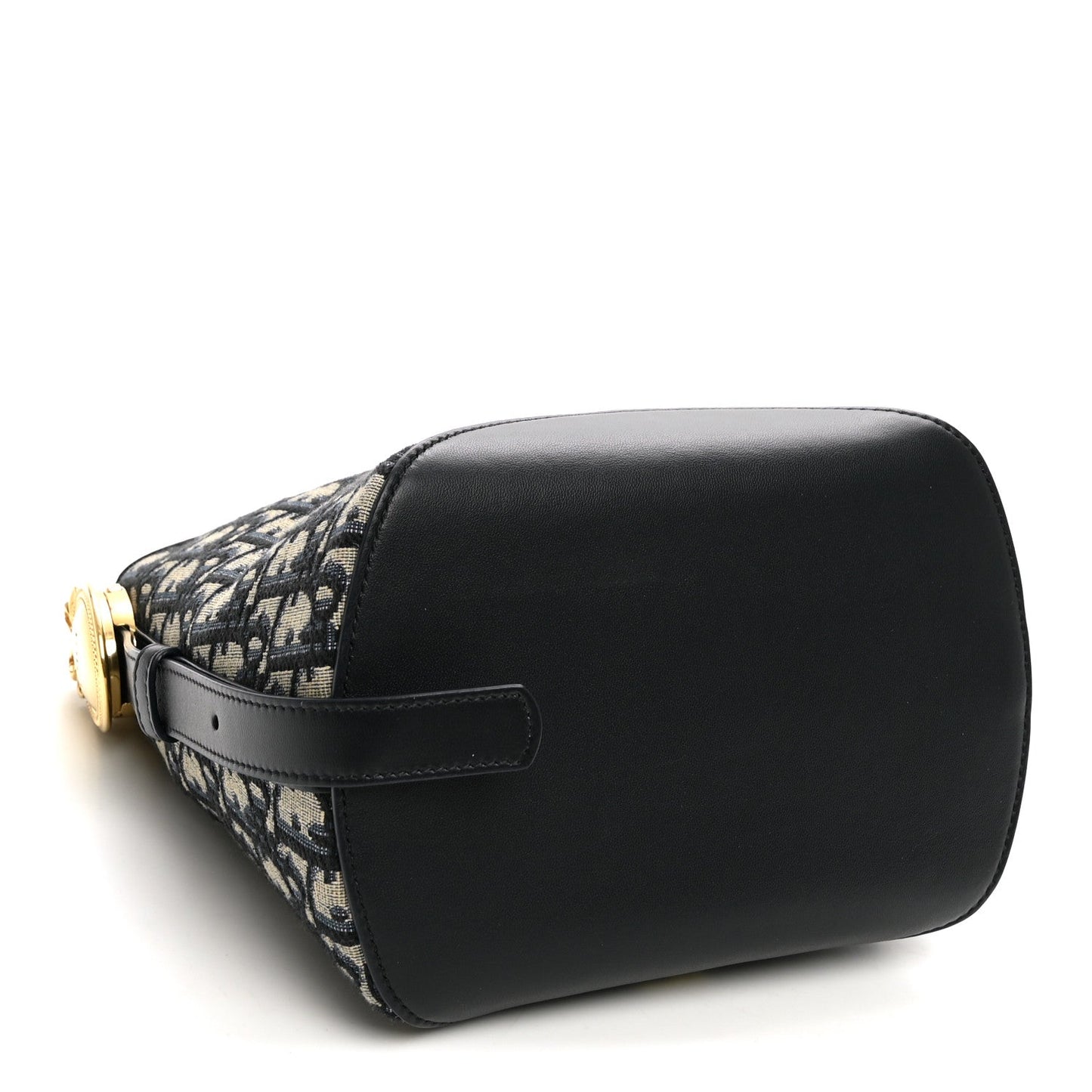 Oblique Calfskin Small Medaillon Bucket Bag Blue
