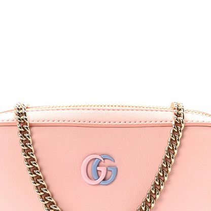 Dollar Calfskin Enamel Super Mini GG Marmont Chain Shoulder Bag Light Pink Blue
