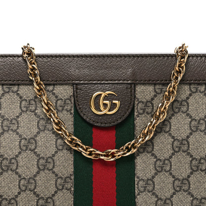 GG Supreme Monogram Web Small Ophidia Chain Shoulder Bag Brown