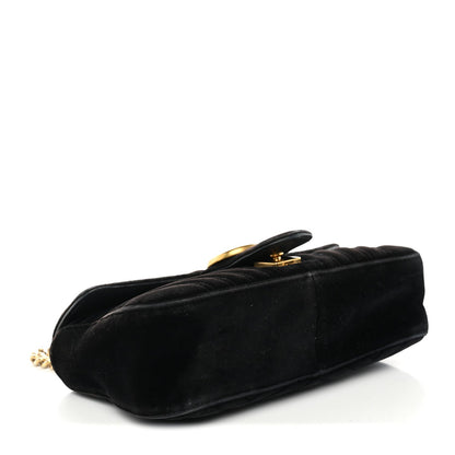 Velvet Matelasse Mini GG Marmont Shoulder Bag Black