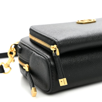 Grained Calfskin Caro Double Pouch Black