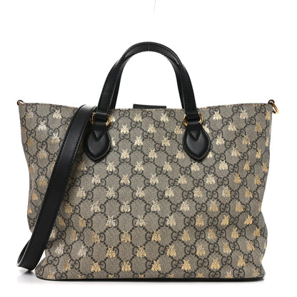 Soft GG Supreme Monogram Bees Small Crossbody Tote Beige Oro Black