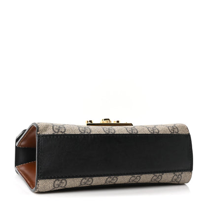 GG Supreme Monogram Calfskin Small Padlock Shoulder Bag Beige Black Cuir
