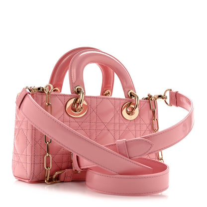 Metallic Lambskin Cannage Small Lady D-Joy Pink