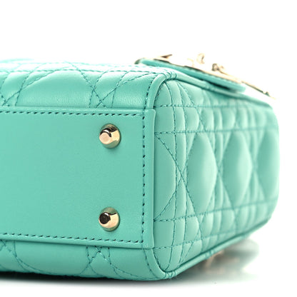 Lambskin Cannage Mini Lady Dior Cobalt Green