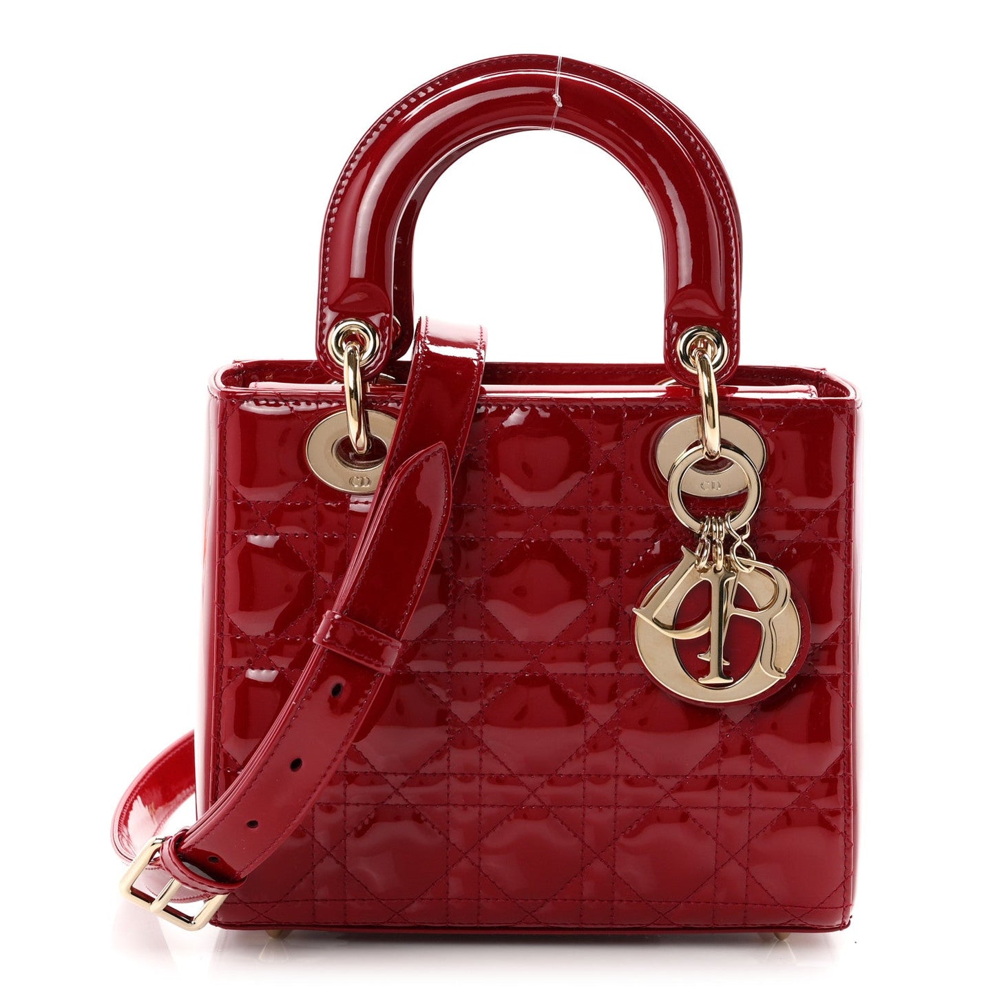 Patent Cannage Small Lady Dior Cherry Red
