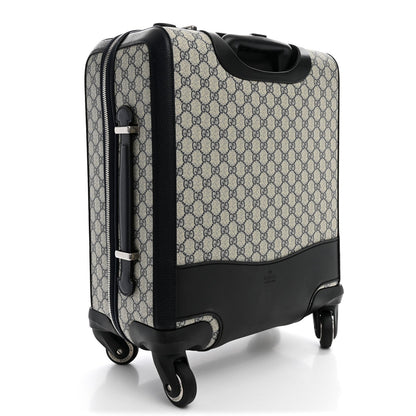 GG Supreme Monogram Textured Dollar Calfskin Web Small Savoy Cabin Trolley Beige Blue