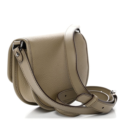 Grained Calfskin Mini Gallop Bag With Strap Beige