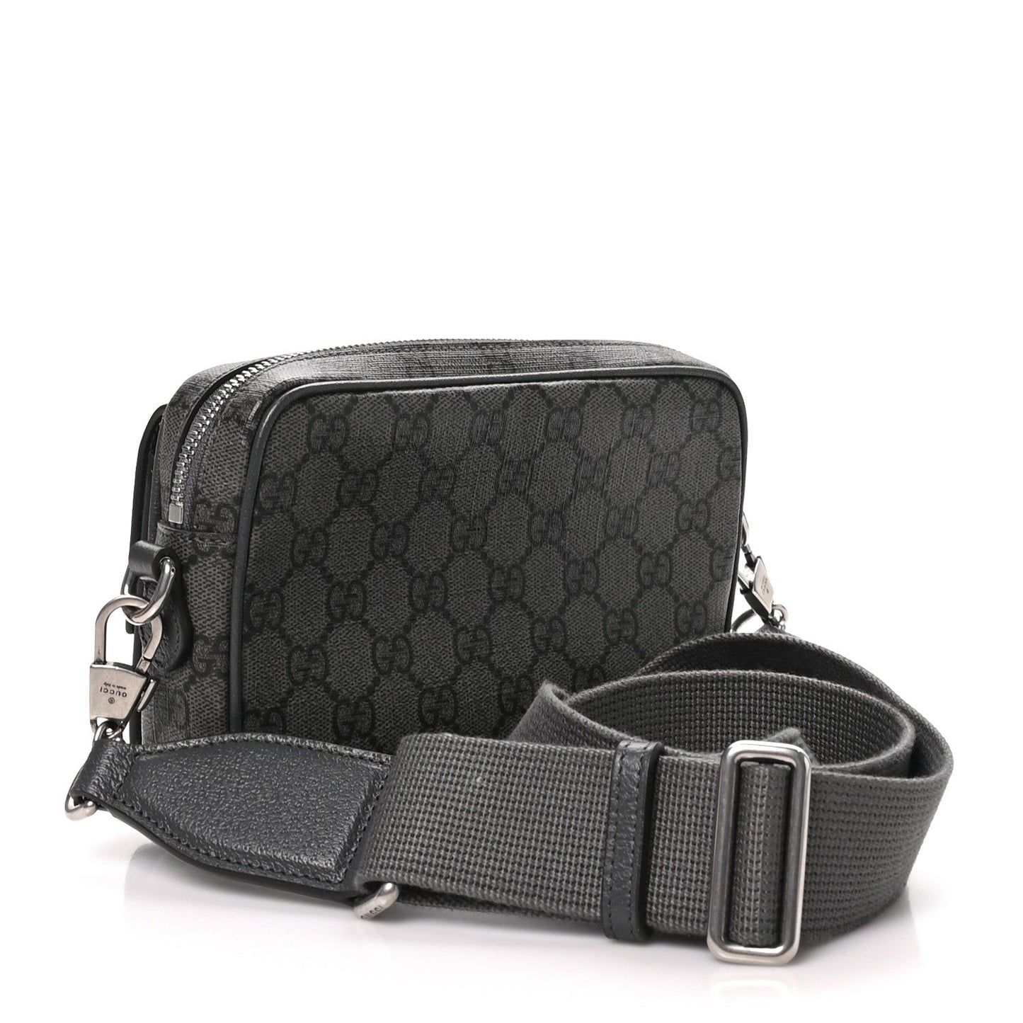 GG Supreme Monogram Textured Dollar Calfskin Mini Ophidia Bag Graphite Grey