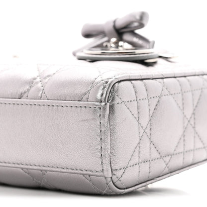 Metallic Lambskin Cannage Small Lady D-Joy