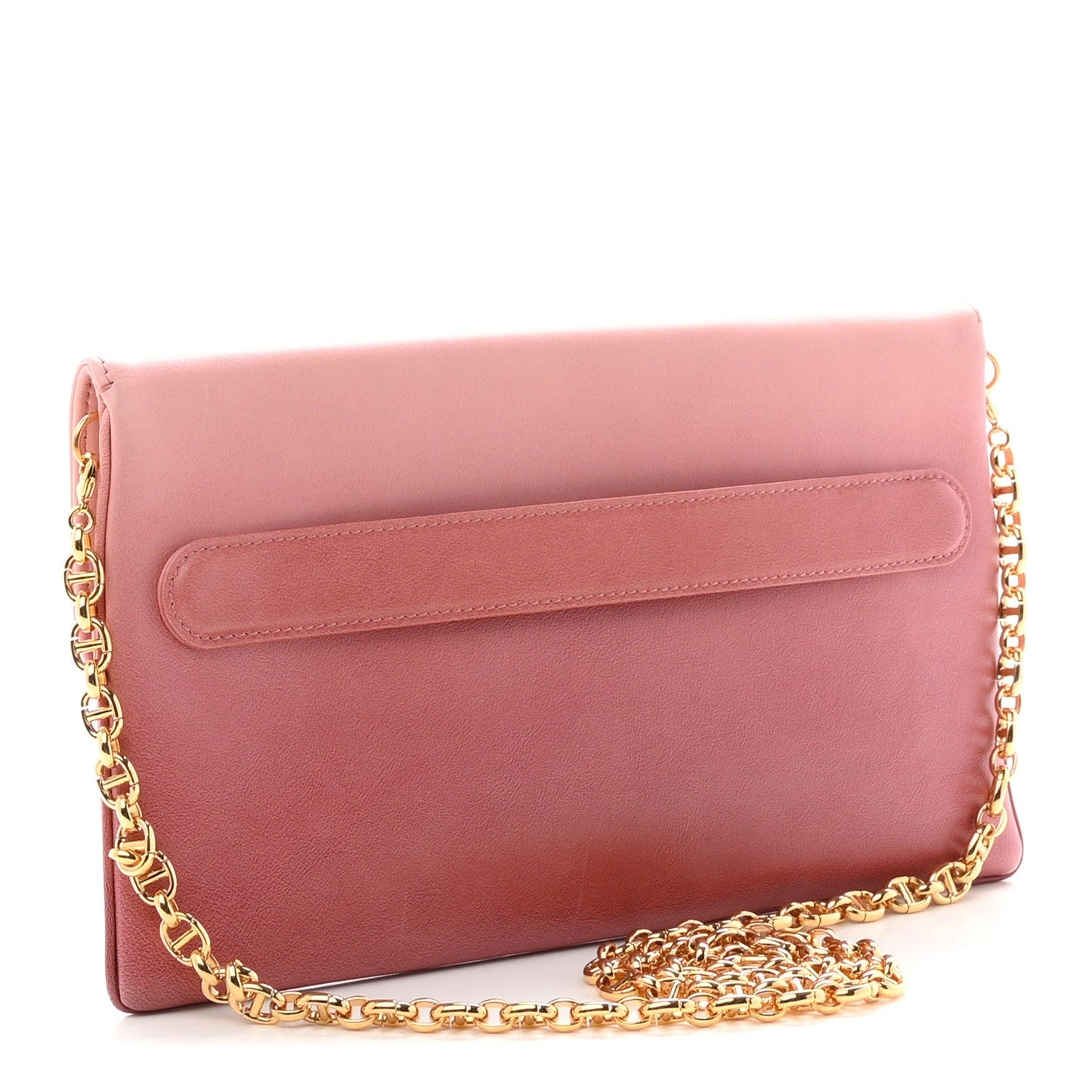 Smooth Calfskin Medium Diordouble Chain Bag Rose Multicolor