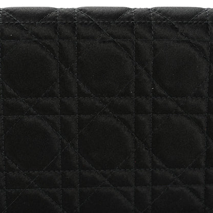 Satin Cannage Lady Dior Convertible Clutch Black
