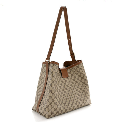 GG Icon Monogram Padlock Shoulder Bag Beige Dark Brown