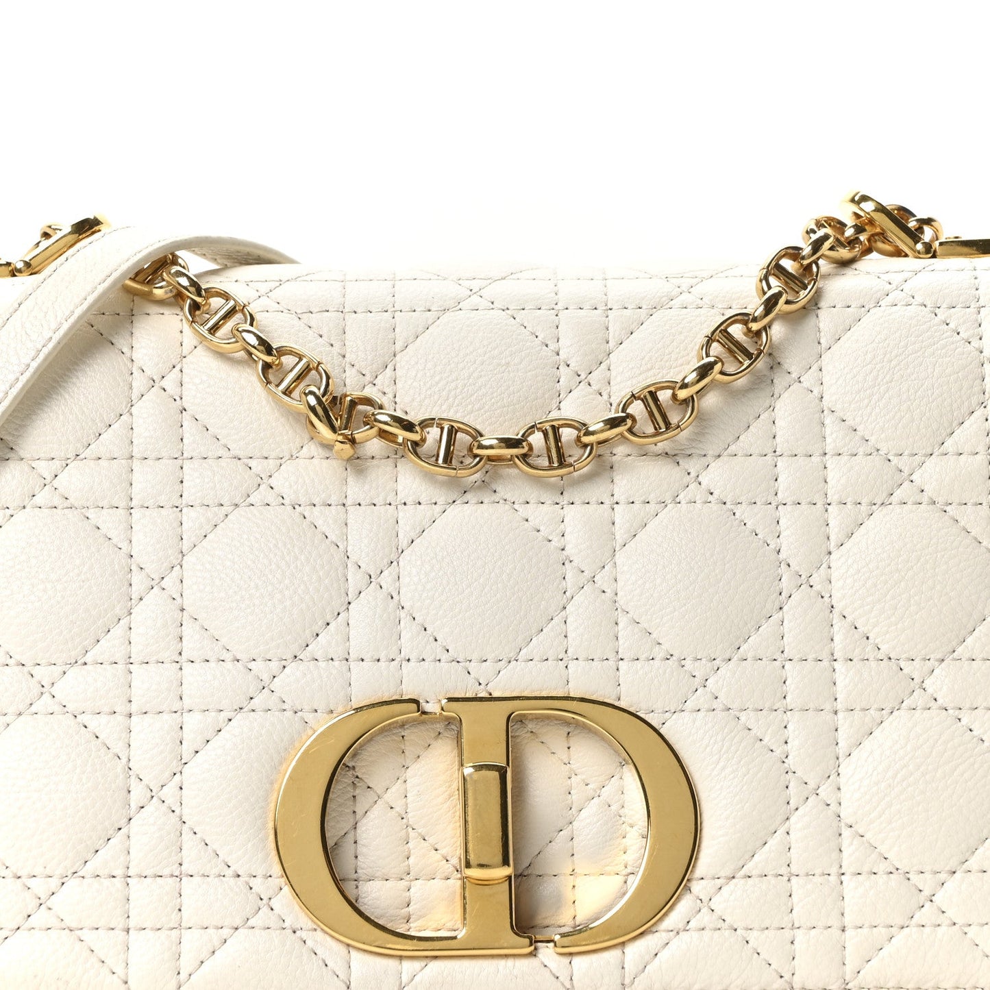 Supple Calfskin Cannage Medium Caro Bag Ivory