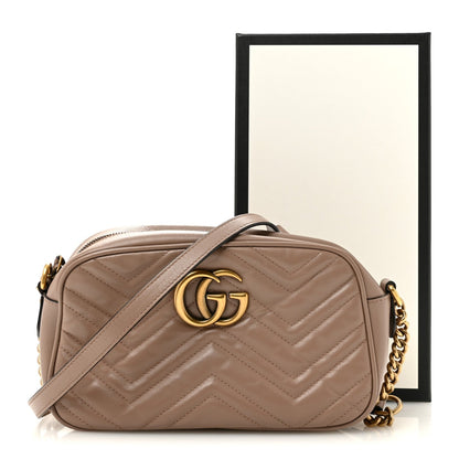 Calfskin Matelasse Small GG Marmont Chain Shoulder Bag Porcelain Rose