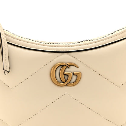 Calfskin Matelasse GG Marmont Half Moon Hobo White