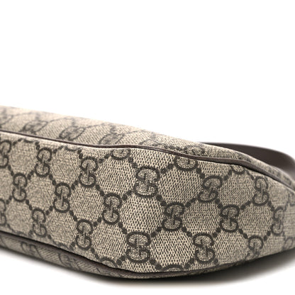 GG Supreme Monogram Textured Dollar Calfskin Small Ophidia Hobo Beige Ebony New Acero