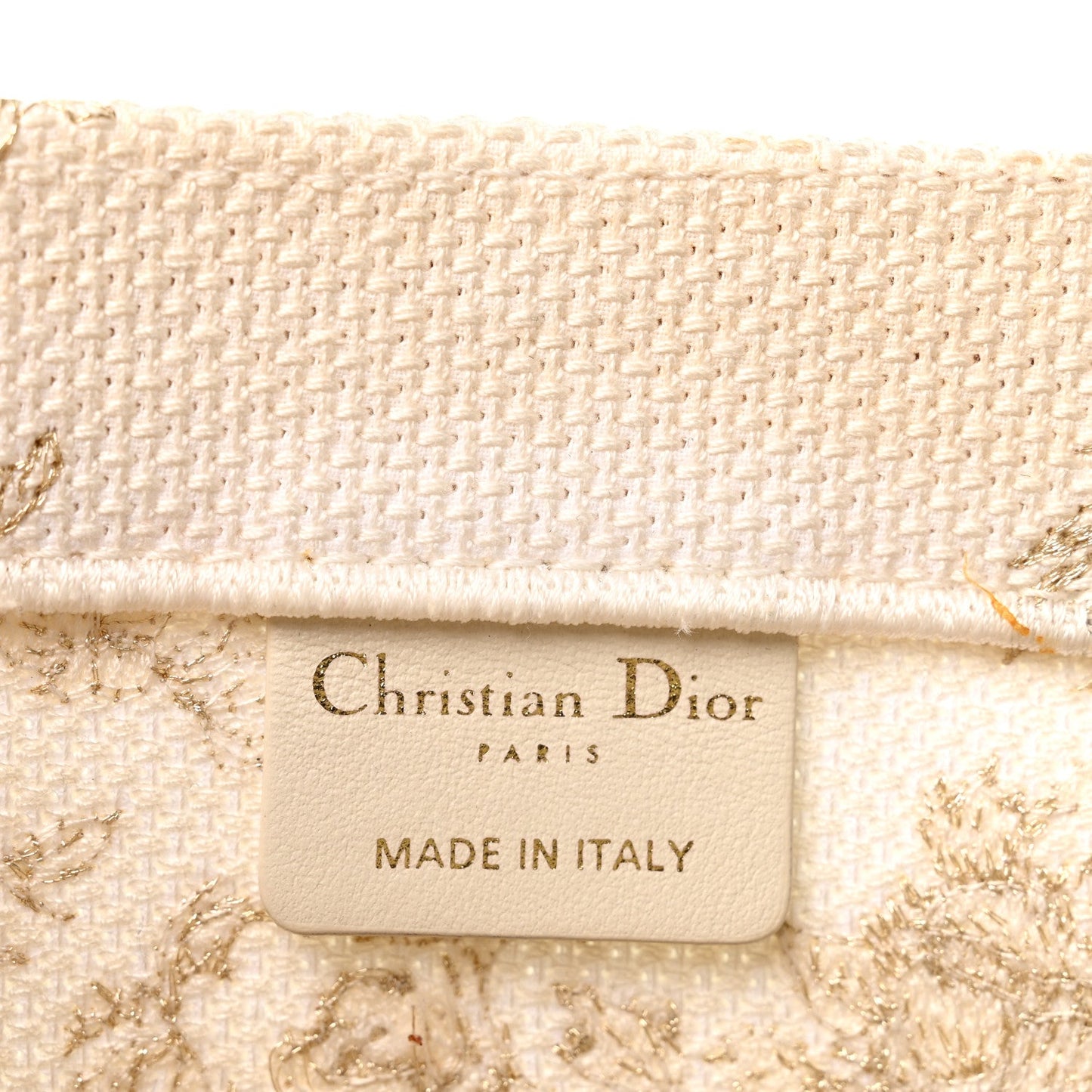 Canvas Embroidered Medium Jardin D'Hiver Book Tote White Gold