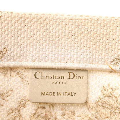 Canvas Embroidered Medium Jardin D'Hiver Book Tote White Gold