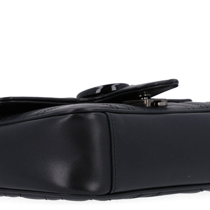 Calfskin Matelasse Monochrome Mini GG Marmont Shoulder Bag Black