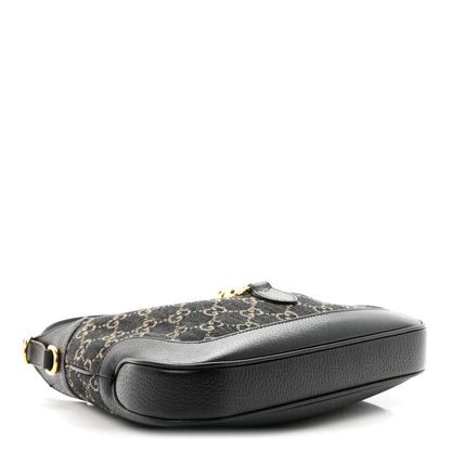Jacquard Denim GG Monogram Small Jackie 1961 Hobo Black Ivory
