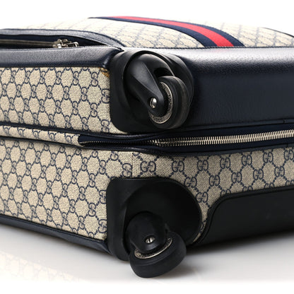 GG Supreme Monogram Textured Dollar Calfskin Web Savoy Cabin Plus Trolley Beige Blue