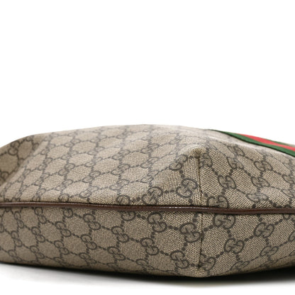 GG Supreme Monogram Web Ophidia Half Moon Hobo Brown