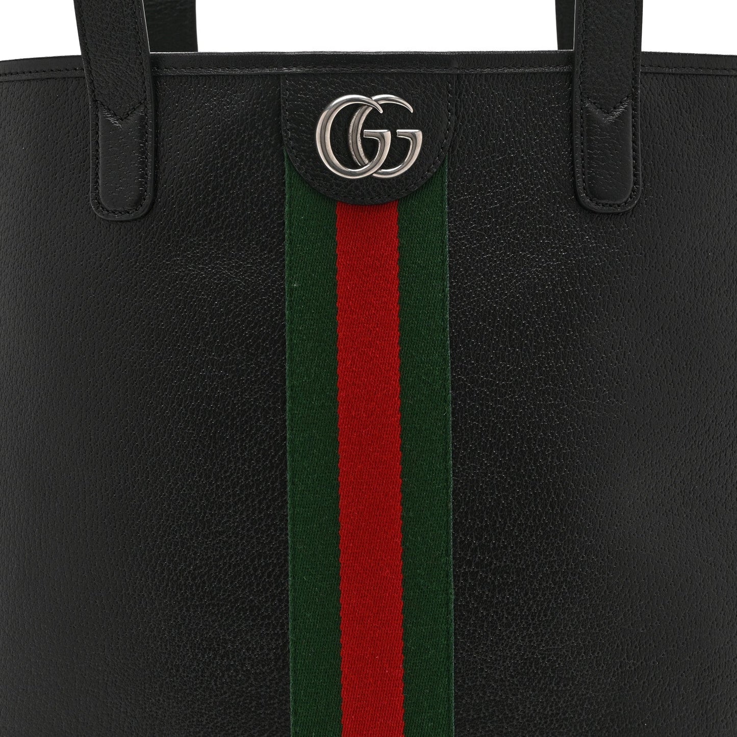 Textured Dollar Calfskin Web Medium Ophidia Tote Bag  Black