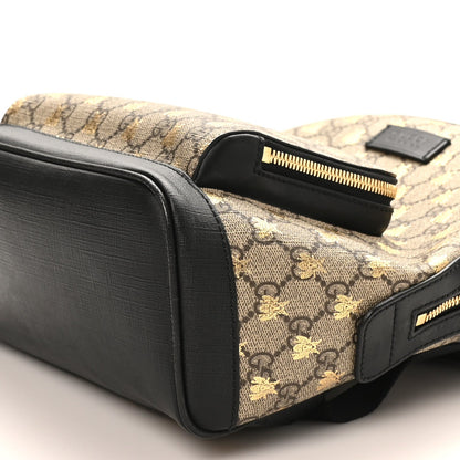 GG Supreme Monogram Bees Print Small Day Backpack Beige Oro Black