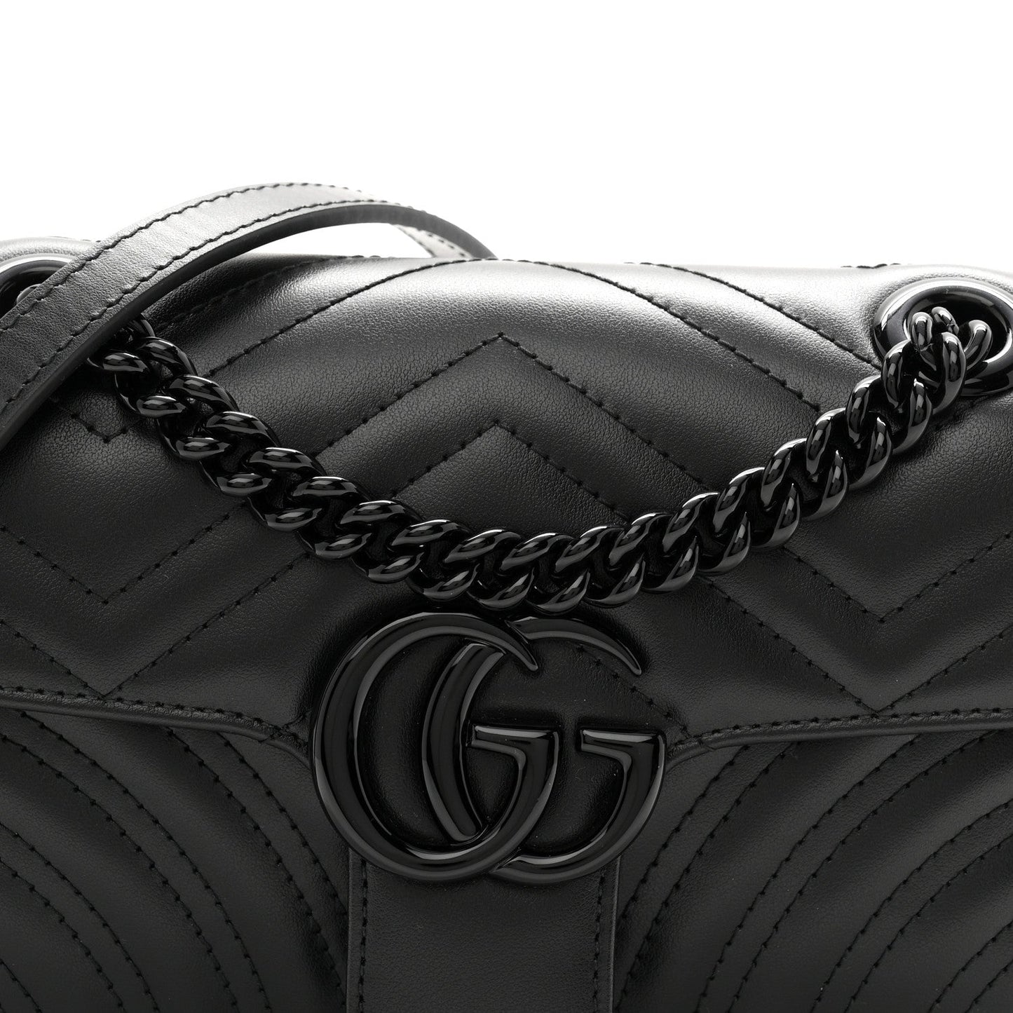 Calfskin Matelasse Monochrome Mini GG Marmont Shoulder Bag Black