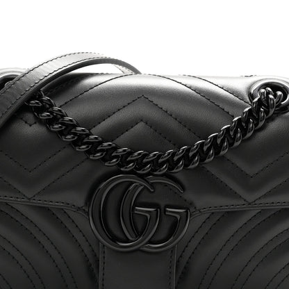 Calfskin Matelasse Monochrome Mini GG Marmont Shoulder Bag Black