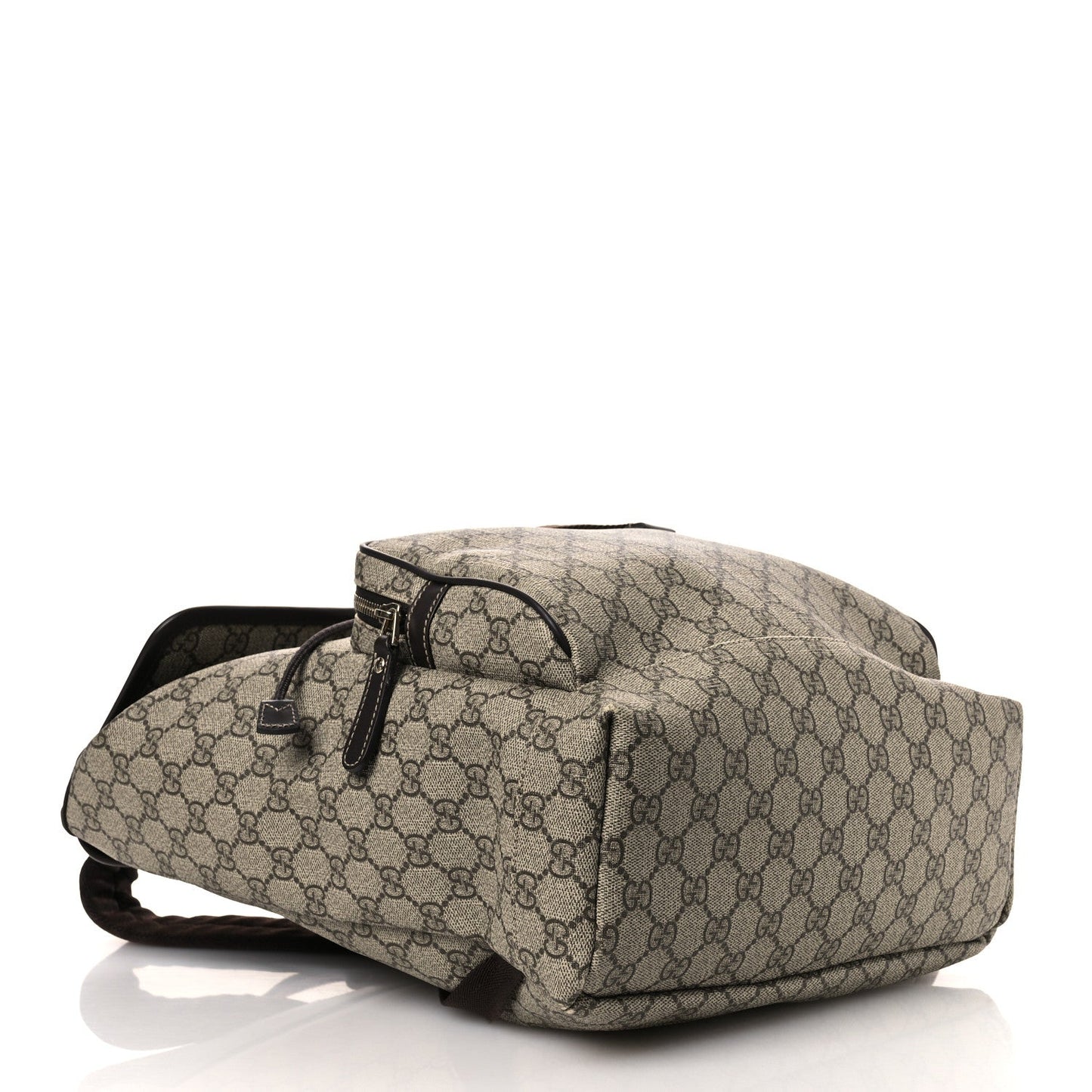 GG Supreme Monogram Medium Single Buckle Rucksack Backpack Beige Ebony Brown