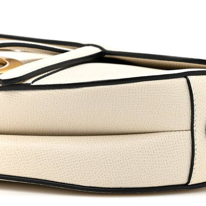 Grained Calfskin Saddle Bag With Strap Latte