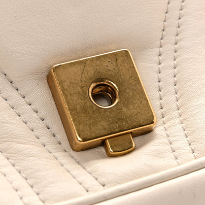 Calfskin Matelasse Small GG Marmont Shoulder Bag White