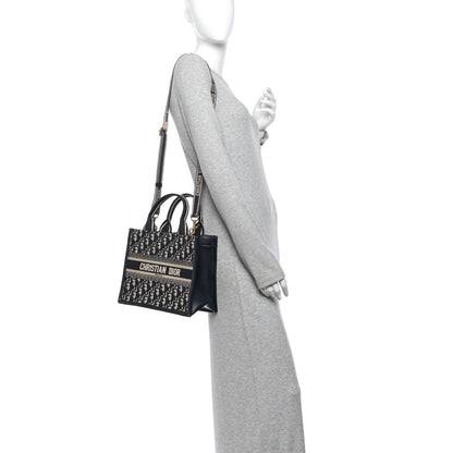 Oblique Calfskin Small Book Tote With Strap Blue Multicolor