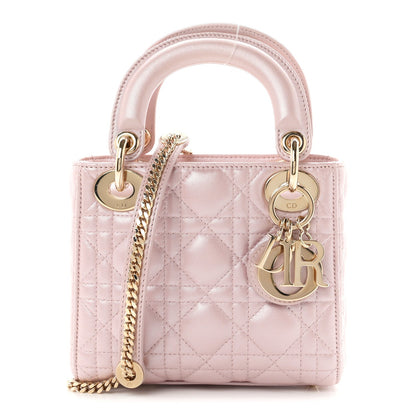 Metallic Lambskin Cannage Mini Lady Dior  Lotus