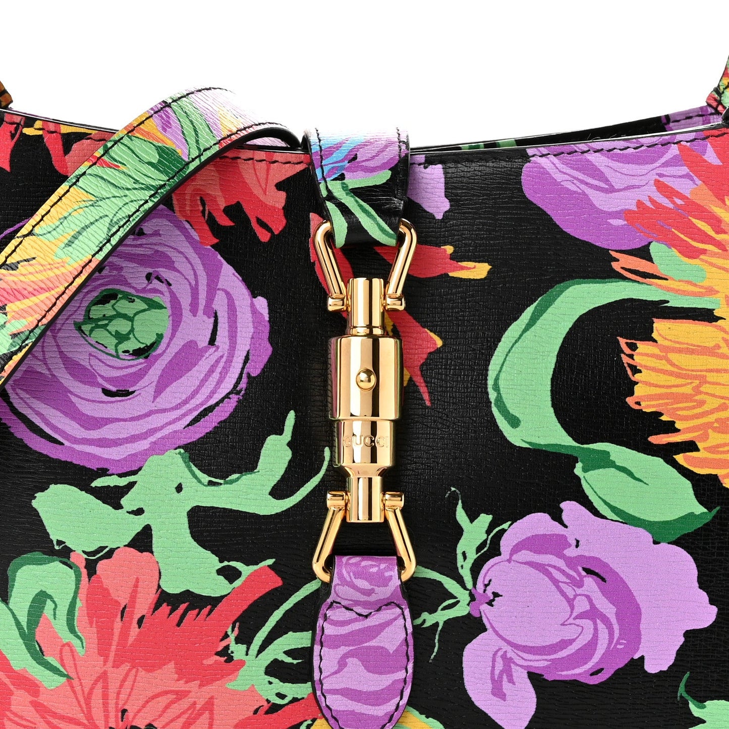 X KEN SCOTT New Shangai Calfskin Jenny Floral Print Small Jackie 1961 Hobo Black Pink