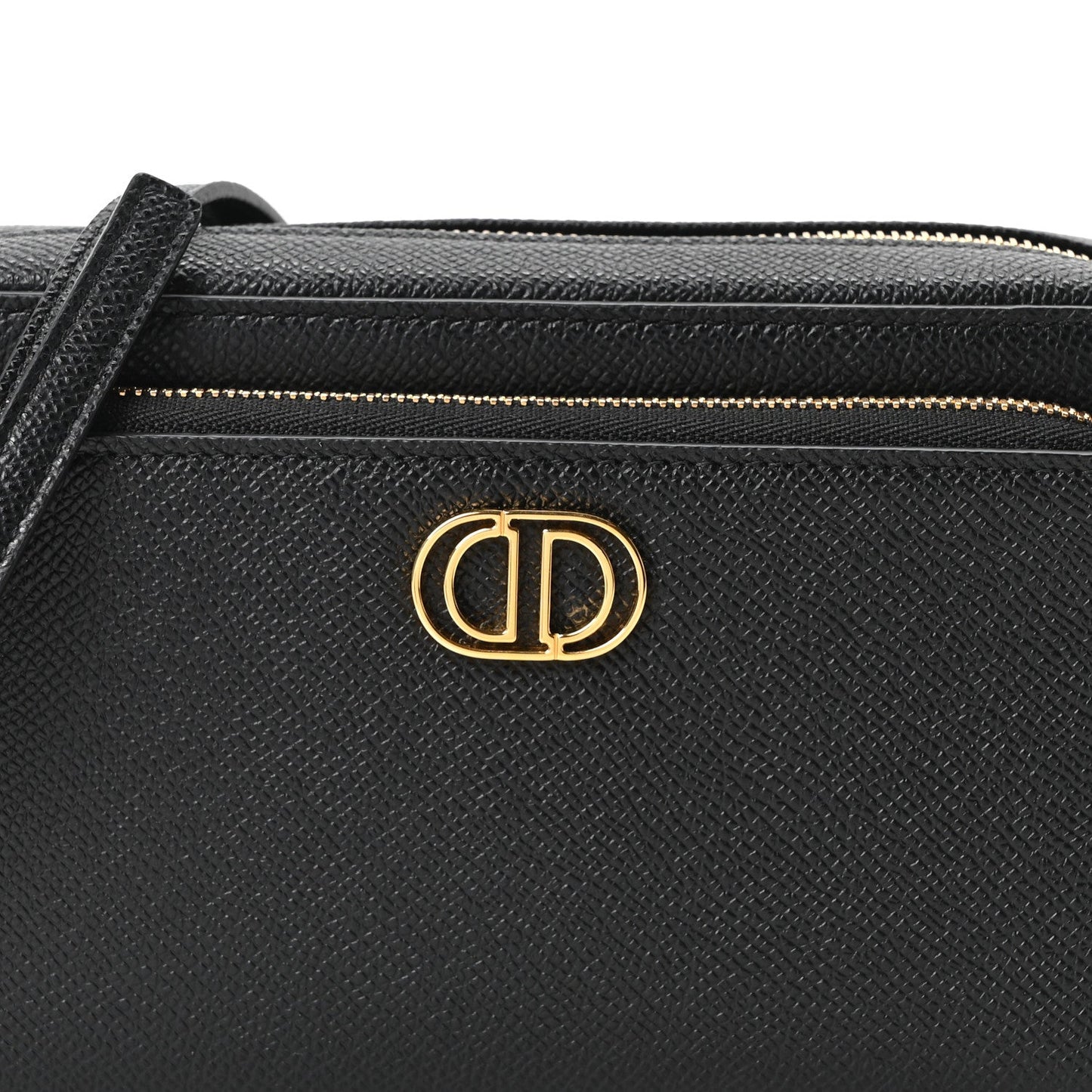 Grained Calfskin Caro Double Pouch Black