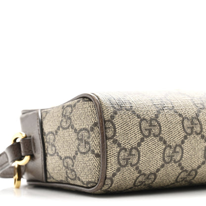 GG Supreme Monogram Textured Calfskin Super Mini Ophidia Shoulder Bag Beige Ebony New Acero
