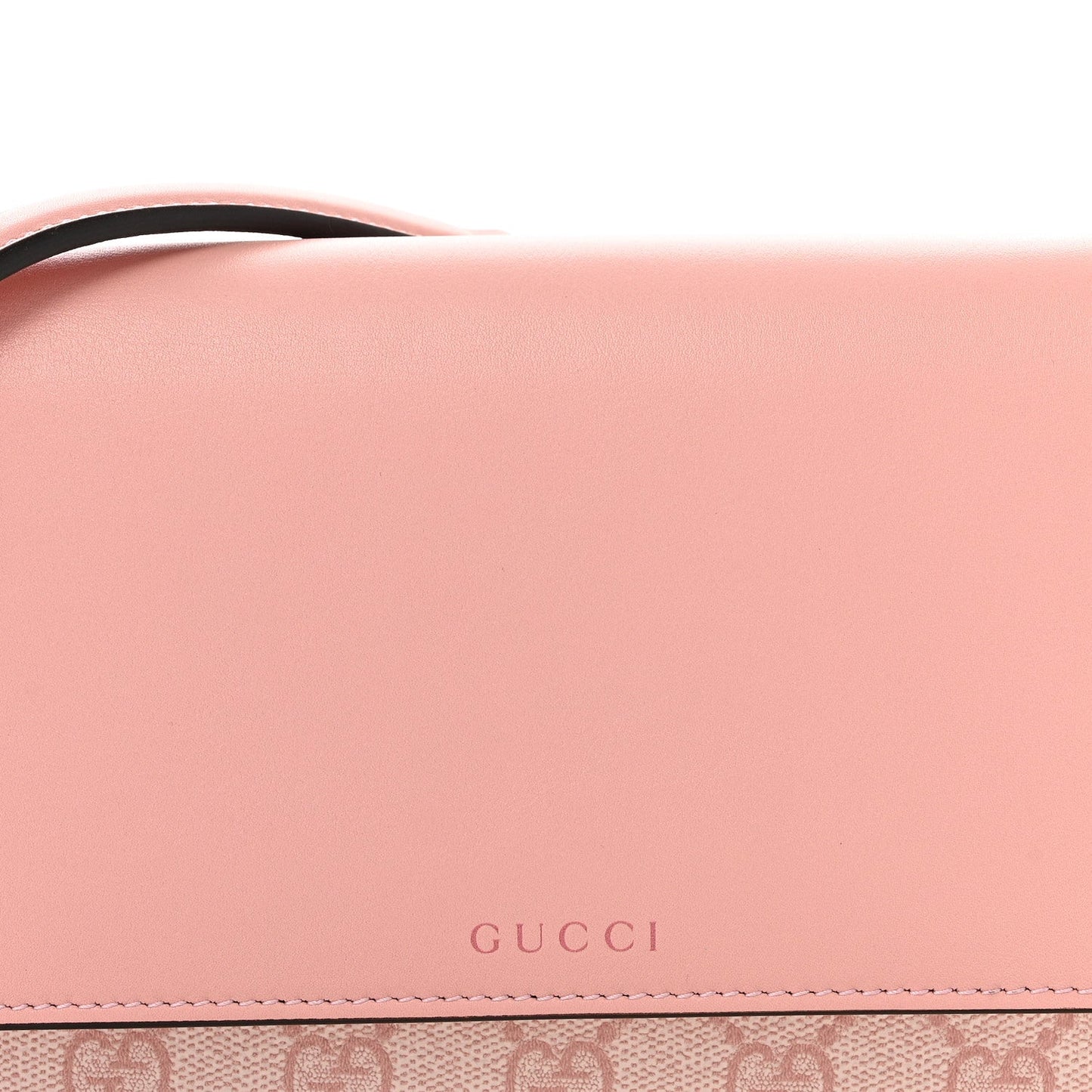 GG Supreme Monogram Textured Calfskin Emblem Wallet On Chain Pink