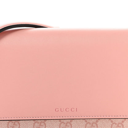 GG Supreme Monogram Textured Calfskin Emblem Wallet On Chain Pink