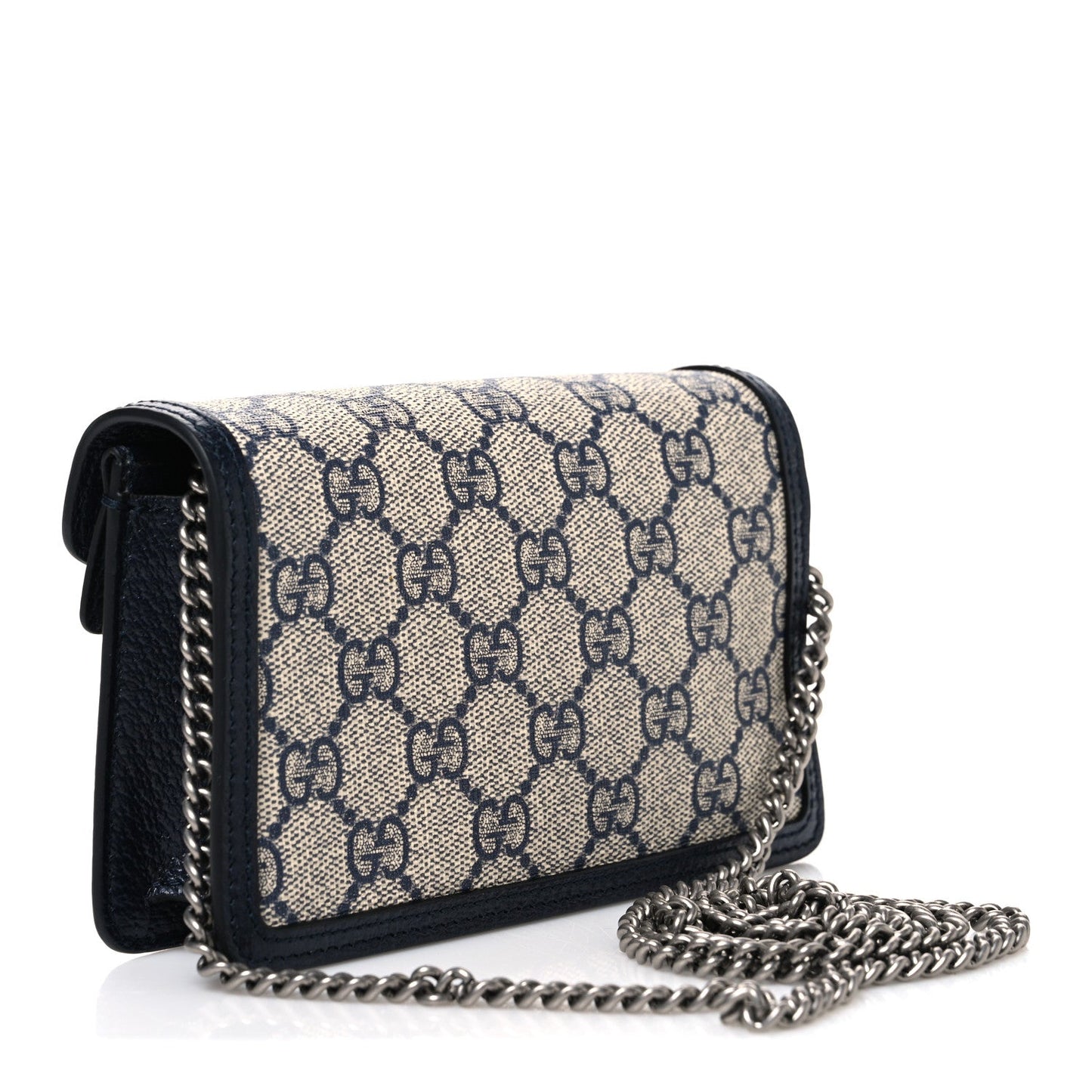GG Supreme Monogram Textured Dollar Calfskin Super Mini Dionysus Shoulder Bag Beige Blue