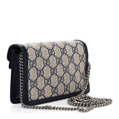 GG Supreme Monogram Textured Dollar Calfskin Super Mini Dionysus Shoulder Bag Beige Blue