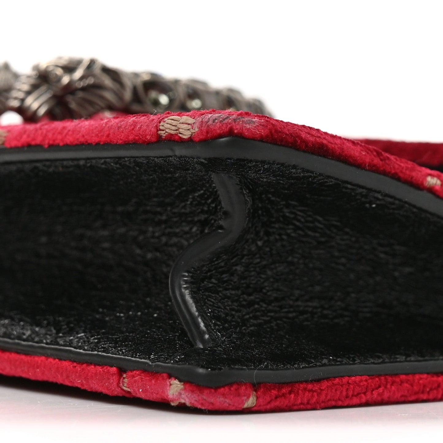 Velvet GG Monogram Super Mini Dionysus Shoulder Bag Red Cipria Black
