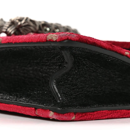 Velvet GG Monogram Super Mini Dionysus Shoulder Bag Red Cipria Black