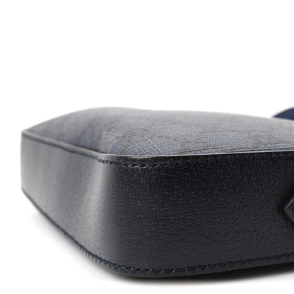 GG Supreme Monogram Textured Dollar Calfskin Web Ophidia Wristlet Shoulder Bag Black Blue