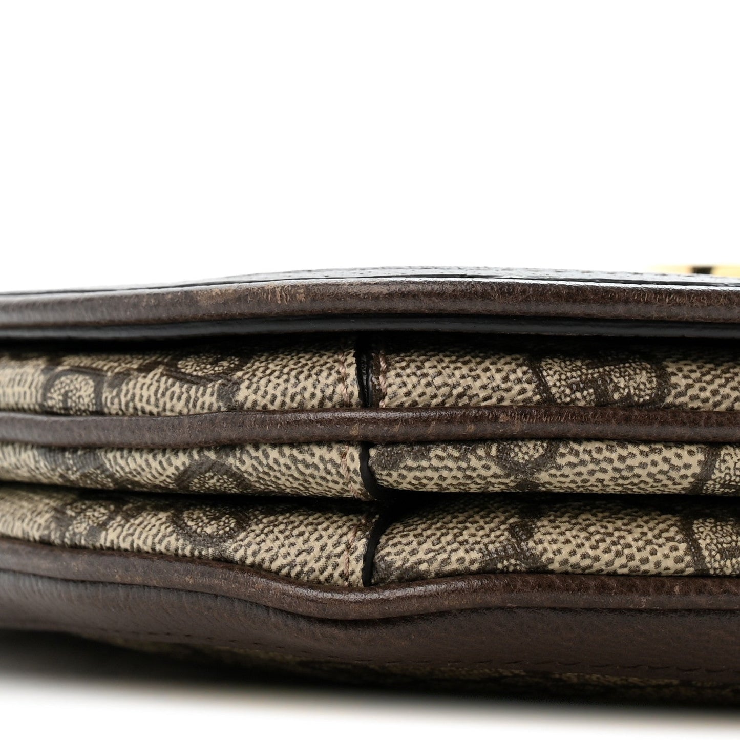 GG Supreme Monogram Textured Dollar Calfskin Web Medium Blondie Shoulder Flap Bag Beige Ebony New Acero