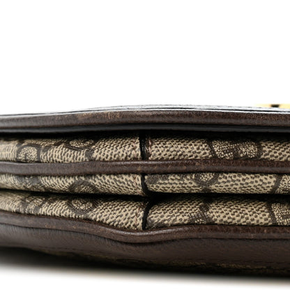 GG Supreme Monogram Textured Dollar Calfskin Web Medium Blondie Shoulder Flap Bag Beige Ebony New Acero