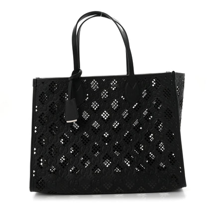 Calfskin GG Monogram Diamond Cut Medium Ophidia Tote Bag Black